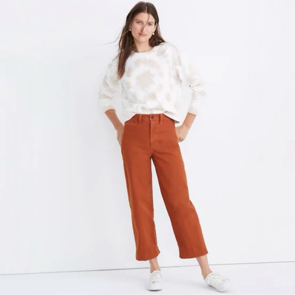 Madewell Pants - Madewell Slim Emmett Wide Leg Crop Pant High Waist Cotton Canvas Warm Nutmeg 26P
